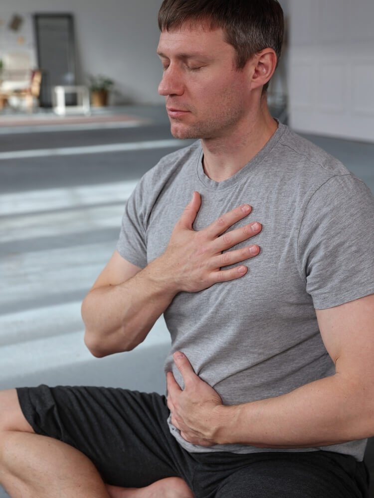 Man Doing Breathing Practice 