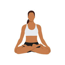 A digital Illustration of a Woman Sitting in Padmasana (Lotus Pose).