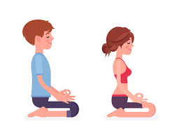 An Illustration of a Man and a Woman Sitting in a Meditative Pose With Their Hands Resting on Their Knees in a Yoga Mudra Position.