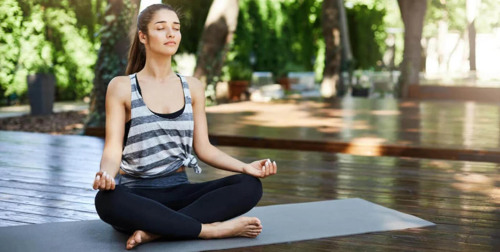 Young woman practicing meditation in a peaceful