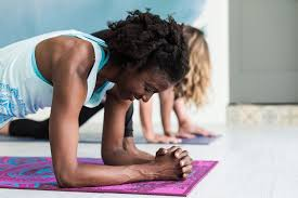 Woman performing a forearm plank