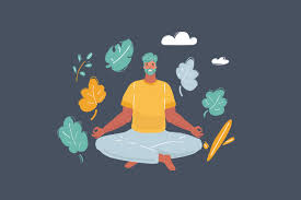 Illustration of a Person Meditating in a Cross-Legged Pose – Yoga, Mindfulness, and Relaxation