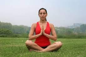 Easy Pose with Palms Pressed (Sukhasana) – A Calming Seated Yoga Posture for Meditation and Mindfulness