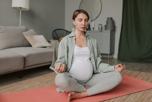 Women Practicing Prenatal Yoga to Improve Sleep & Mental Calmness